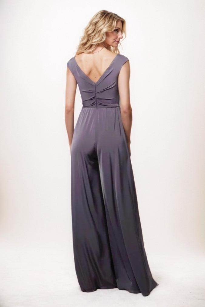 Jumpsuit Maxi Luxe Satin Mother Of The Bride Dress CM0278CR