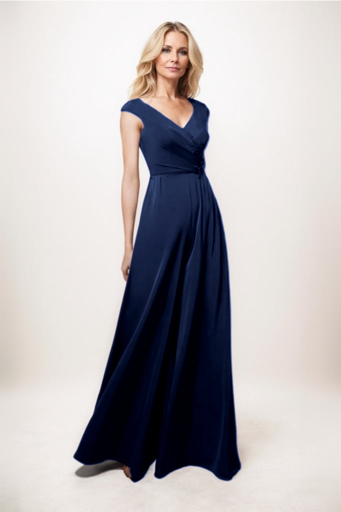 Jumpsuit Maxi Luxe Satin Mother Of The Bride Dress CM0278CR