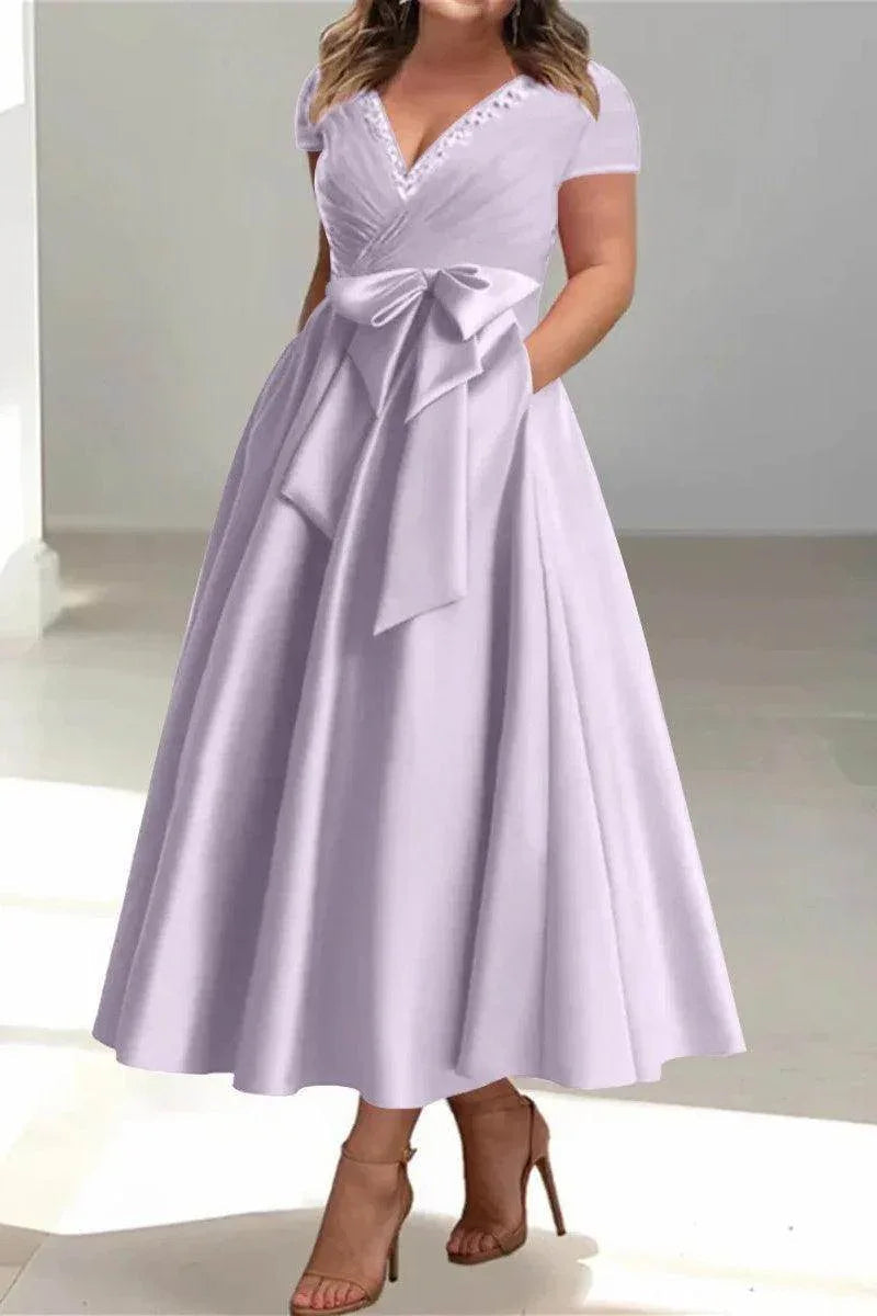 A Line V Neck Mother of the Bride Dresses with Pockets CM0350CR