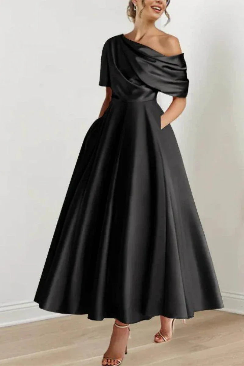 A Line One shoulder Half Sleeve Ankle Length Mother Dresses CM0366CR