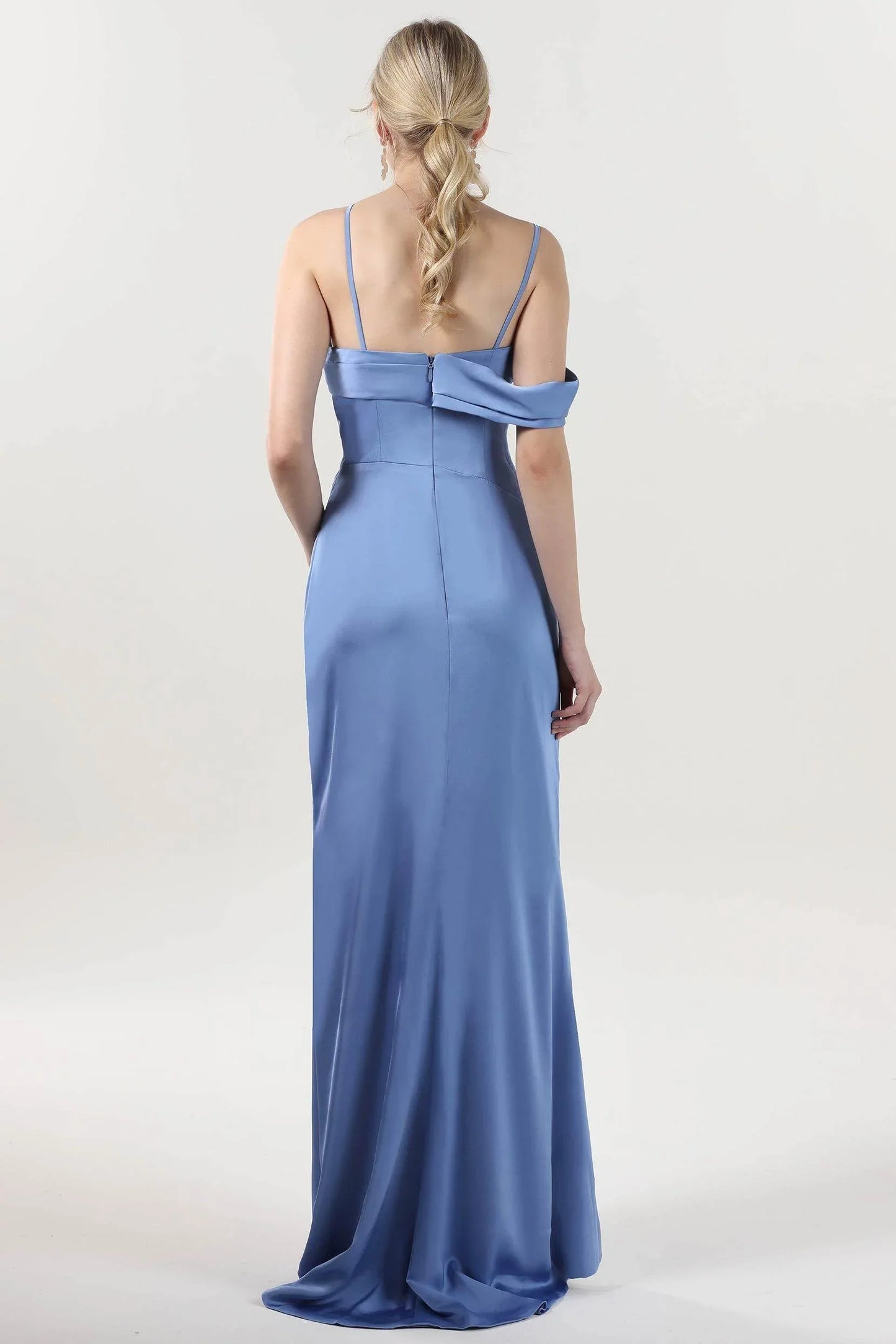 Sheath-Column Maxi Luxe Satin Bridesmaid Dress CS0602BMCR