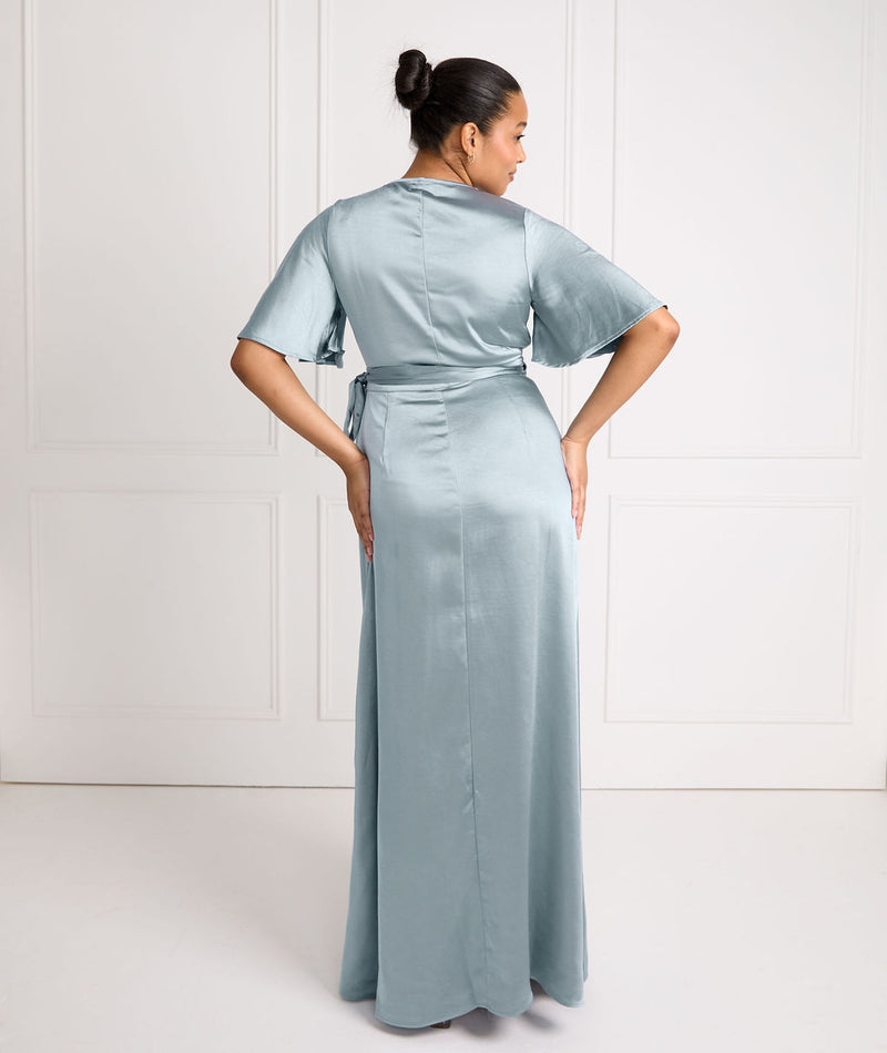 Wrap Tie Satin Bridesmaid Dress