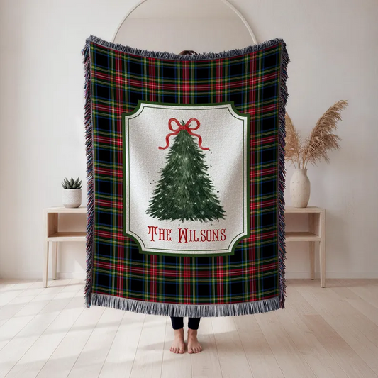 Personalized Christmas Woven Blanket