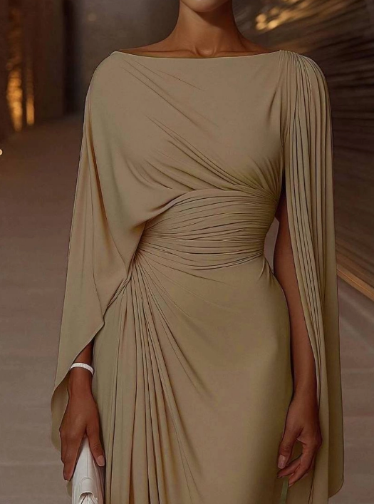 Demure High Waist Solid Banquet Dress