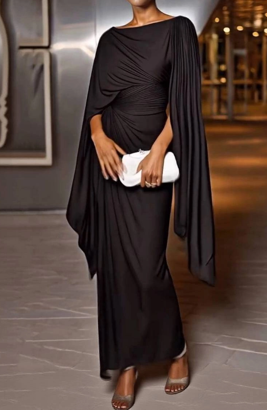 Demure High Waist Solid Banquet Dress