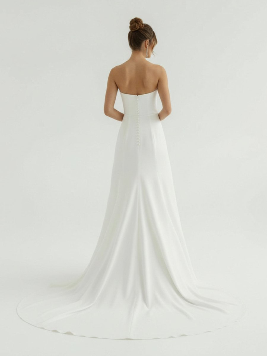 Mermaid Strapless Satin Wedding Dress With Convenient Detachable Skirt