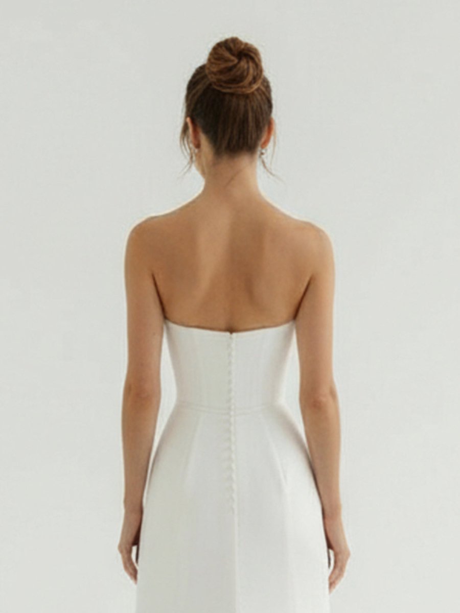 Mermaid Strapless Satin Wedding Dress With Convenient Detachable Skirt