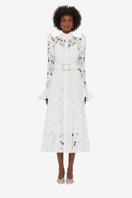 Lace Butterfly Sleeve Midi Dress