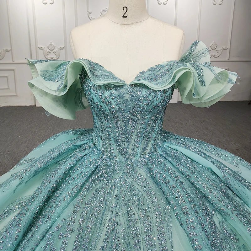 Quinceanera Dress Stylish Off-the-shoulder Party Dresses Crystal Beading Ball Gown