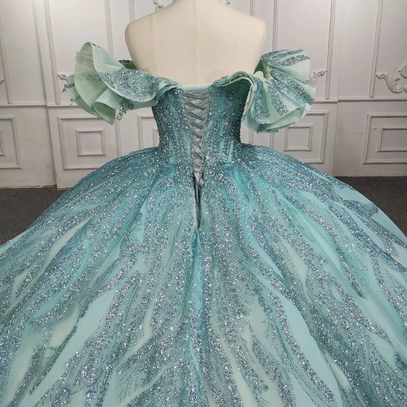 Quinceanera Dress Stylish Off-the-shoulder Party Dresses Crystal Beading Ball Gown