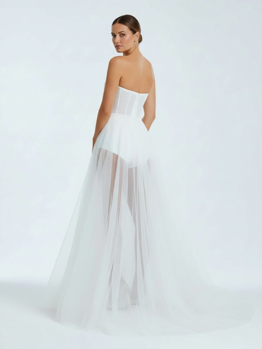 A-line Sweetheart Tulle High Split Bohemian Wedding Dresses