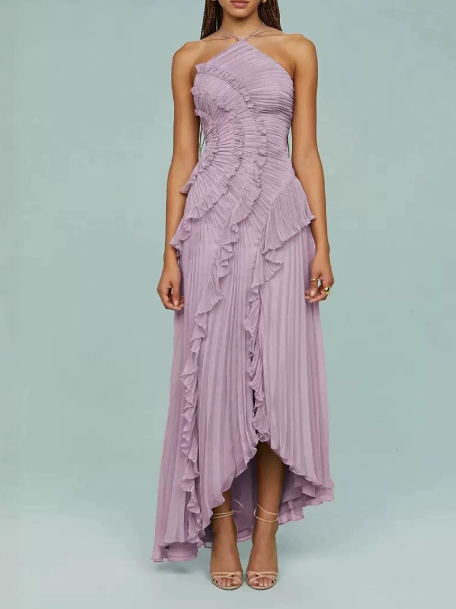 Flounces Pleated Mid-length Skirt