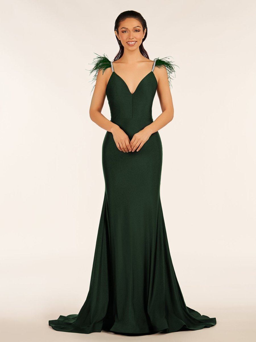 Mermaid Backless Jersey Prom Dress with Feathers