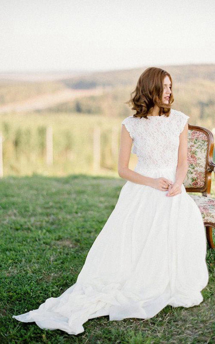 Boho Lace Floor-Length Cap Dress With Keyhole Back