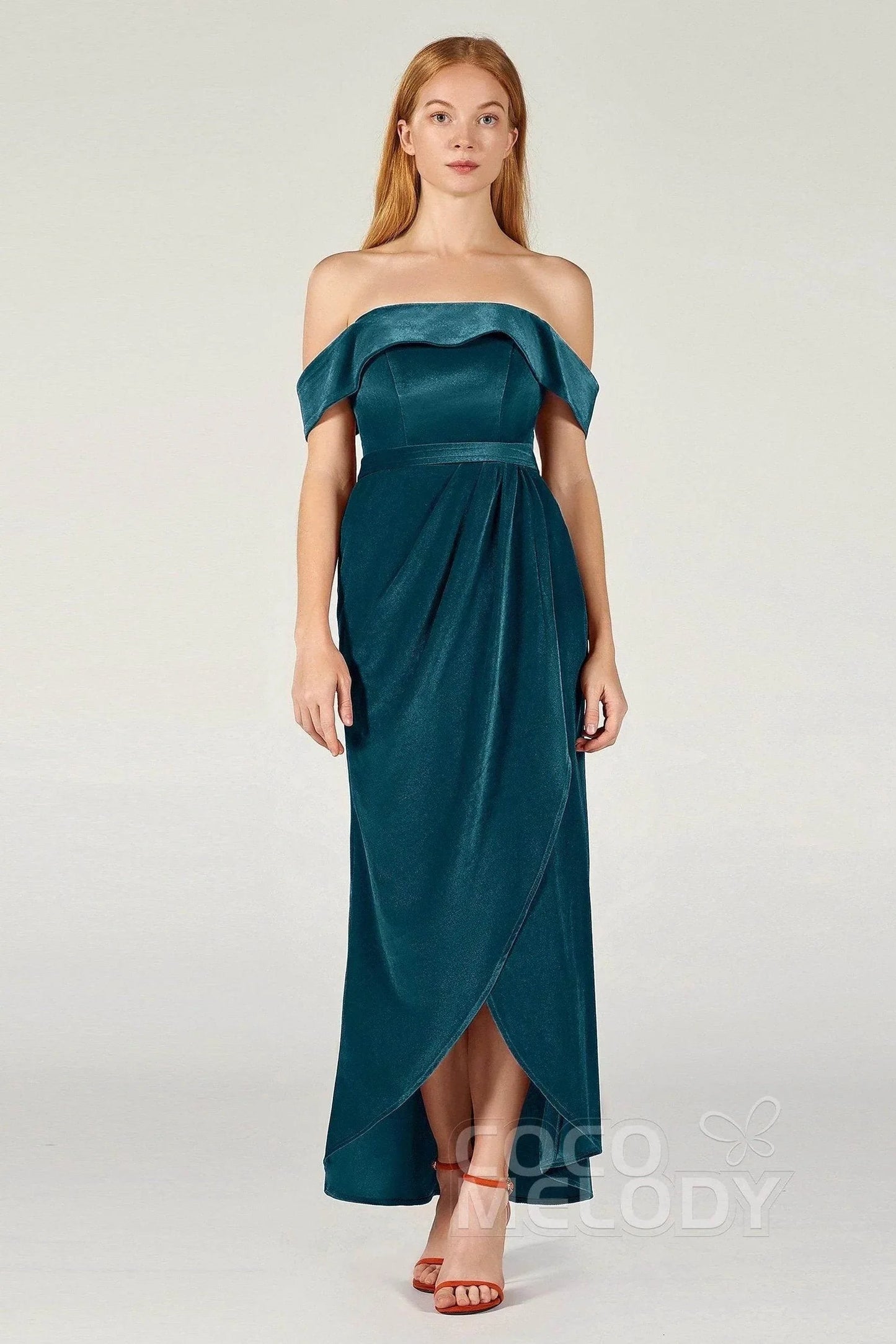 Sheath-Column Ankle Length Velvet Dress CB0365CS