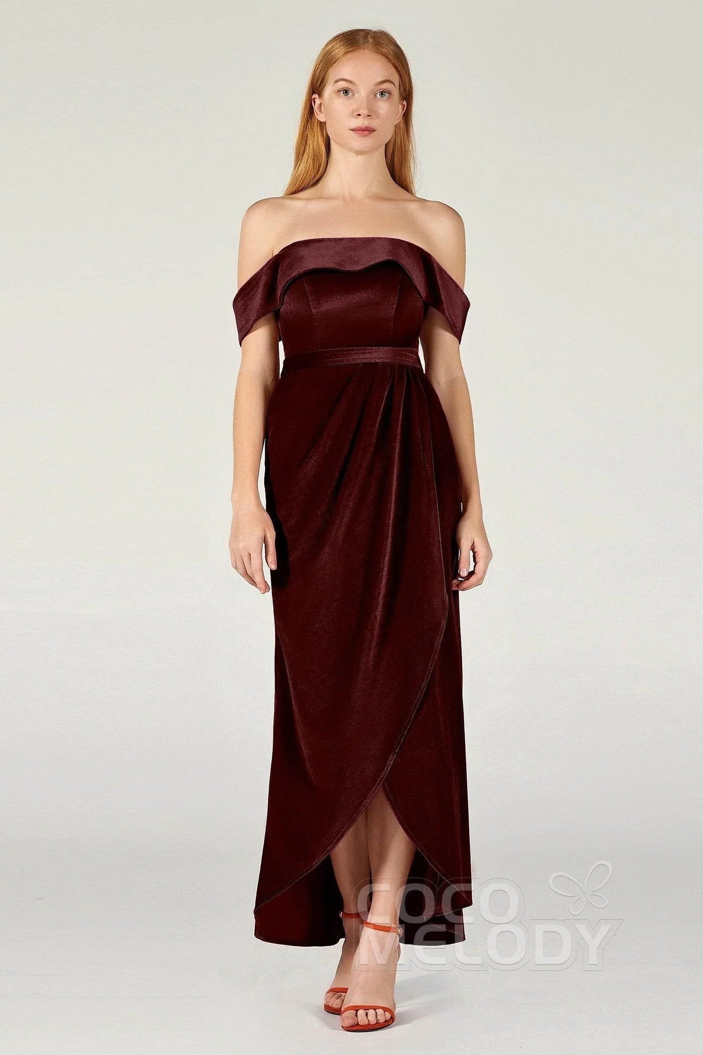 Sheath-Column Ankle Length Velvet Dress CB0365CS