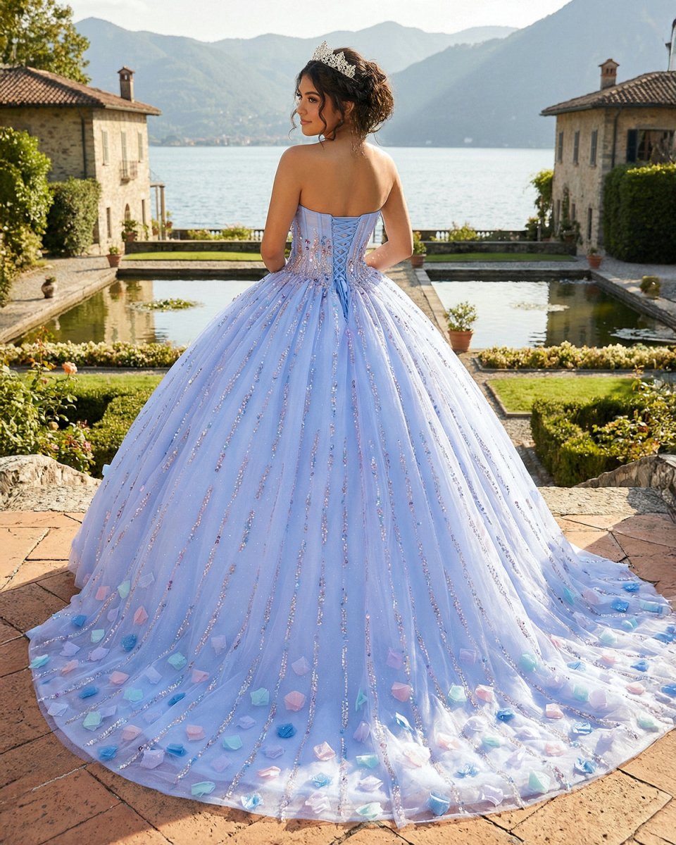 Quinceanera Dress Chic Strapless Sweep Train Evening Dresses Sweetheart Lace Up Prom Dresses