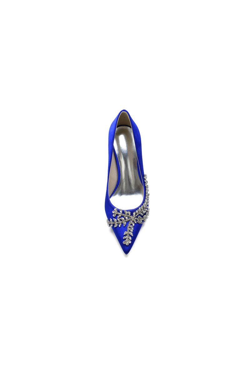 Cocktail Pointed Toe Crystal Satin High Heels