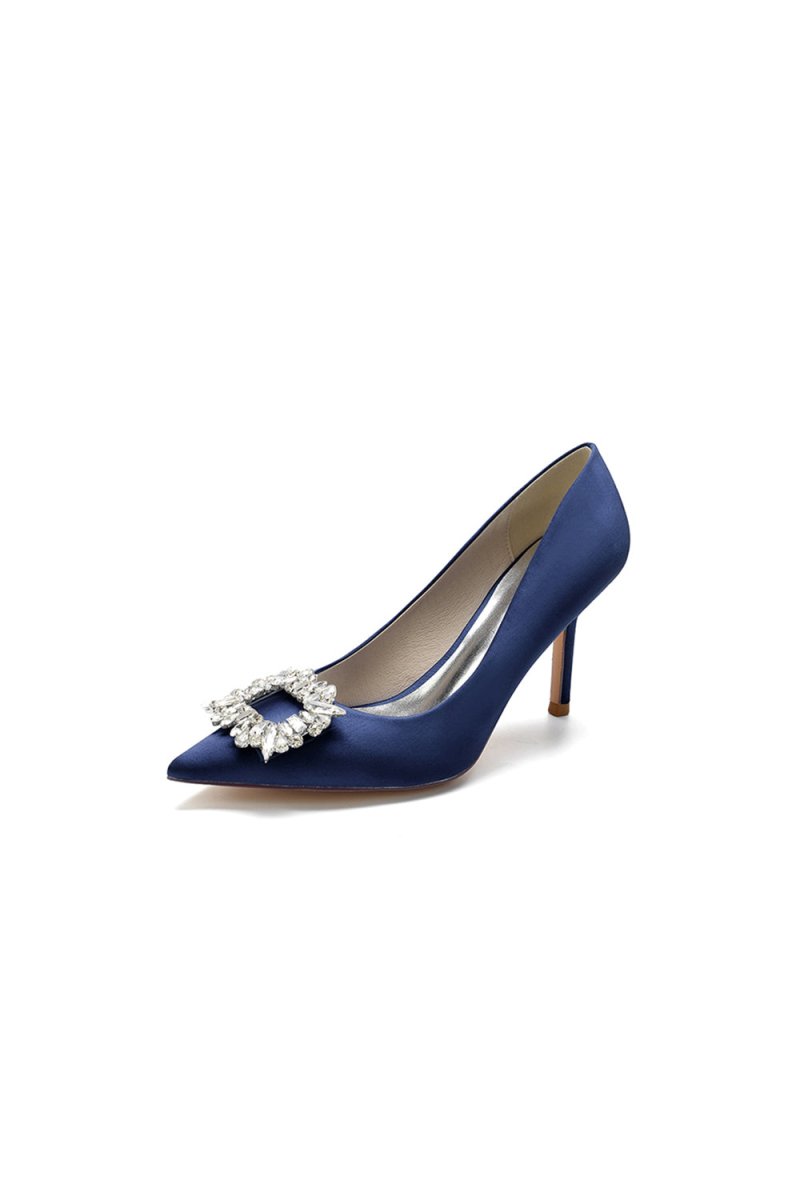 Cocktail Pointed Toe Crystal Satin High Heels