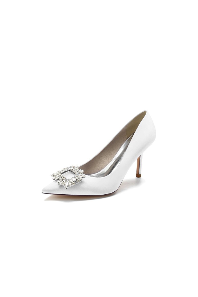 Cocktail Pointed Toe Crystal Satin High Heels