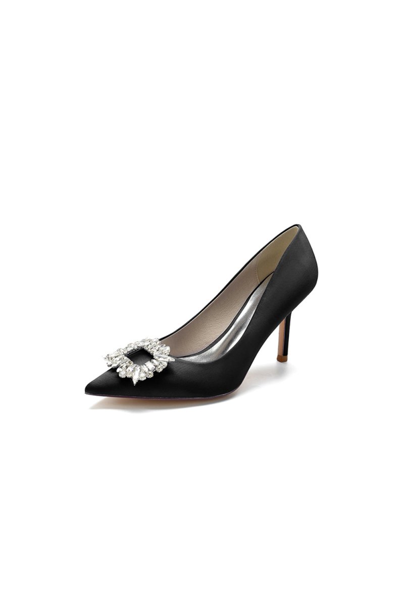 Cocktail Pointed Toe Crystal Satin High Heels