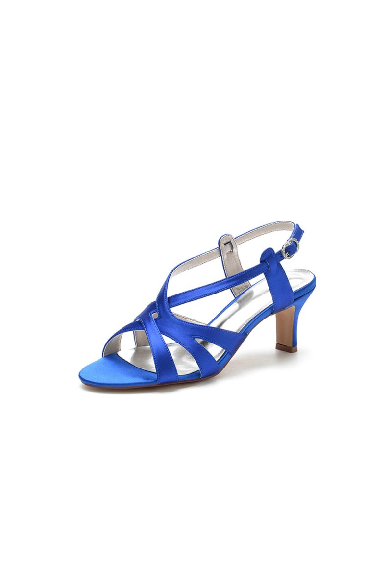 Royal Blue Cross-Strap Pump with Elegant Silver Buckle
