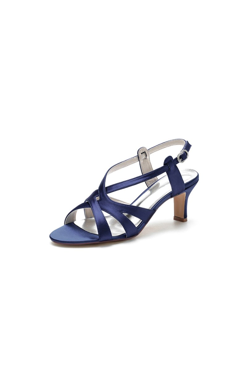 Royal Blue Cross-Strap Pump with Elegant Silver Buckle