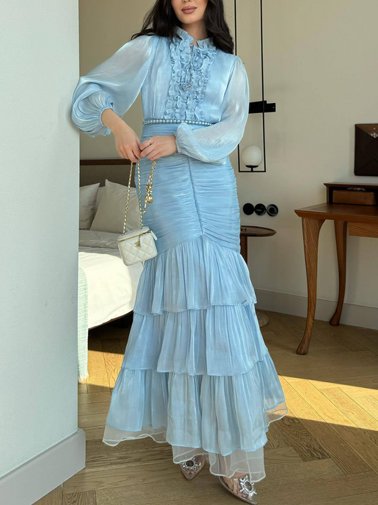 High-grade Lace Ruffled Long Dress