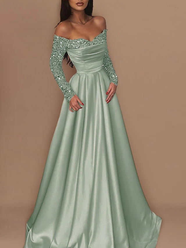 Ball Gown Sweep Brush Train Floor Length Prom Dresses Evening Gown