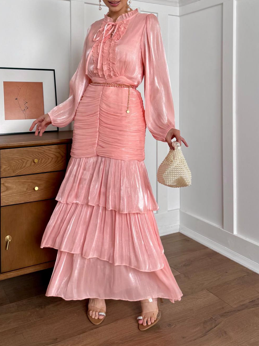 High-grade Lace Ruffled Long Dress