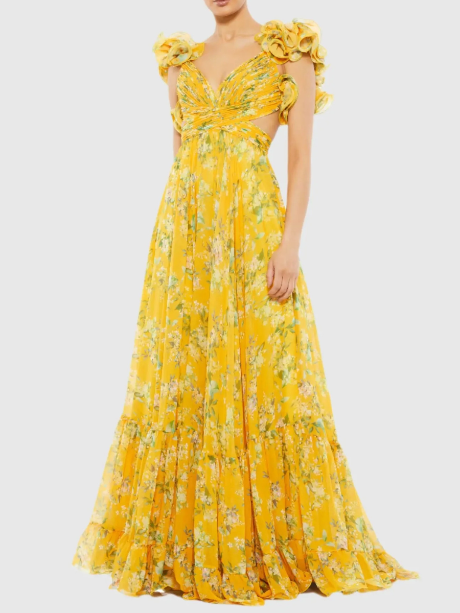 Sling-Print Long Dress