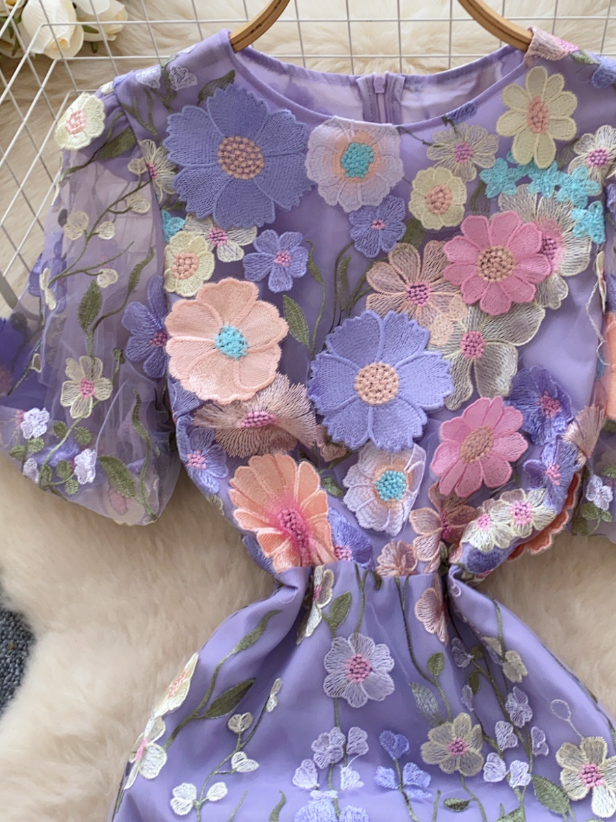 Heavy Flower Embroidered Dress