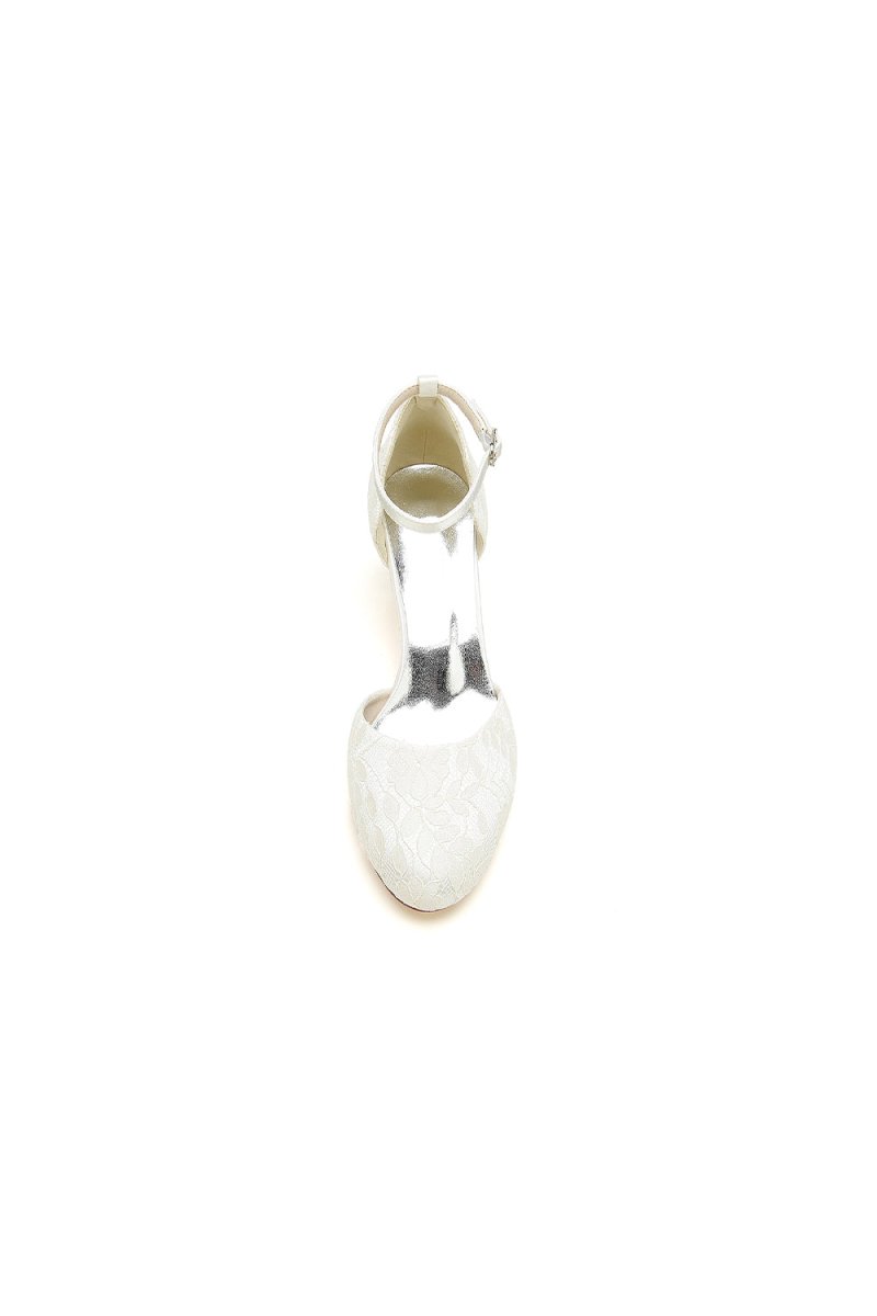 Elegant White Lace High Heels with Hollow-out Design