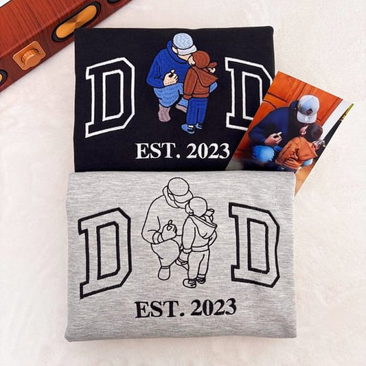 Custom Embroidered Portrait Tee/Sweatshirt for Father Popular Now
