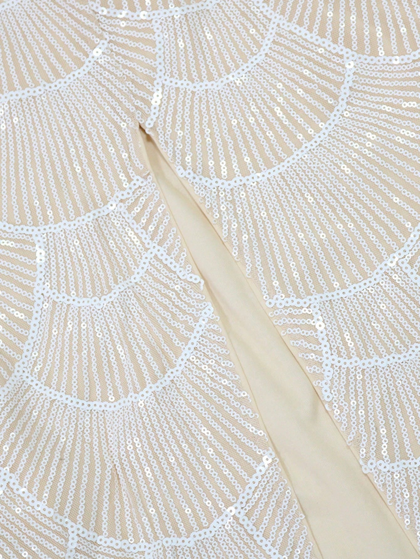 Solid Color Spaghetti Straps Pearl Sequins Decoration Hollow Slit Slim Long Dresses