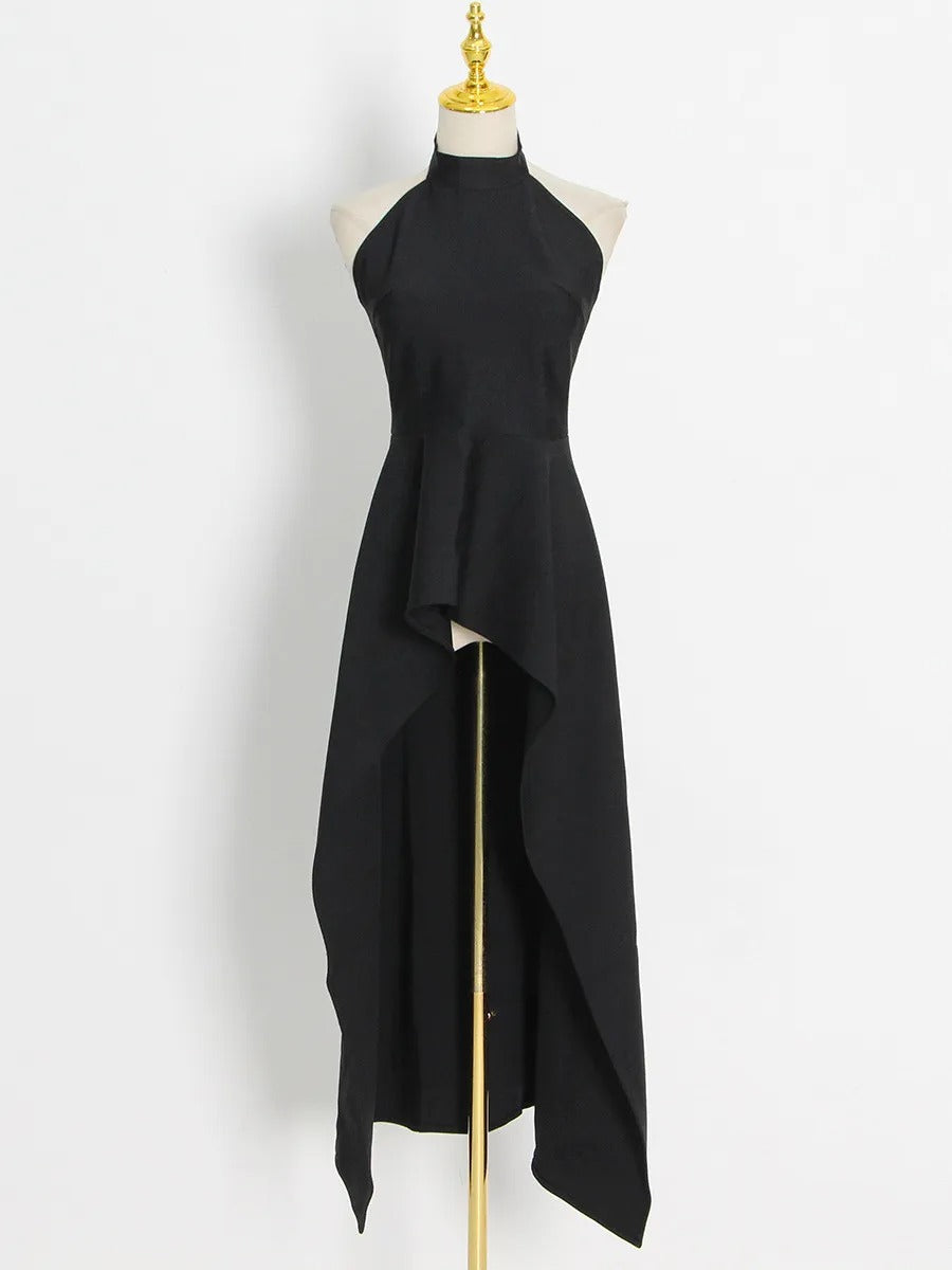 Black and White Color-Blocked Sleeveless Two-Piece Set
