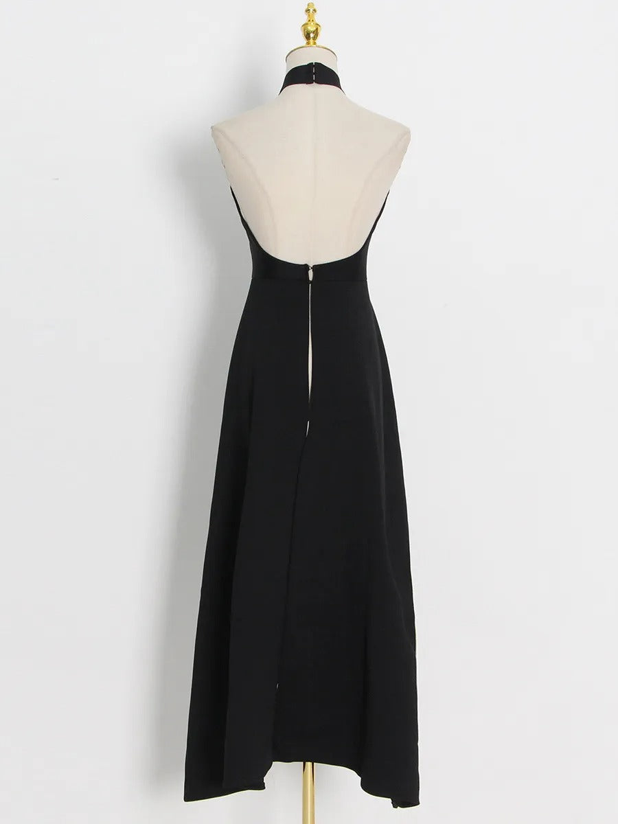 Black and White Color-Blocked Sleeveless Two-Piece Set