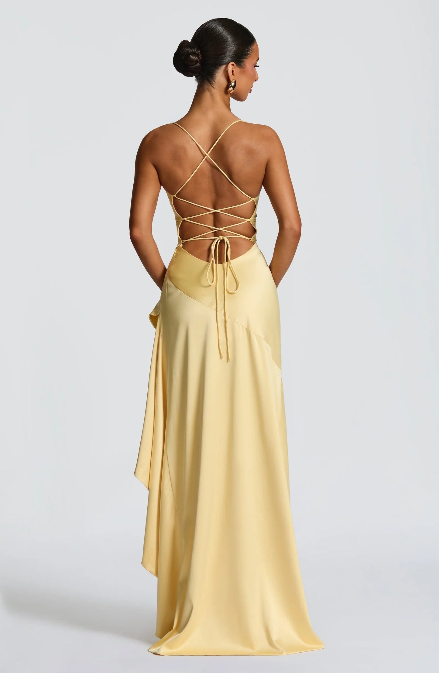 Strappy Backless Bridesmaid Dress With Ruffles