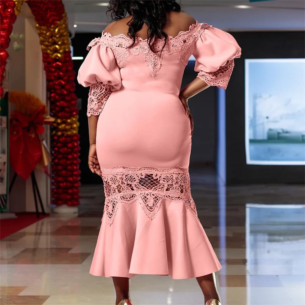 Lace Off Shoulder Mermaid Party Dress