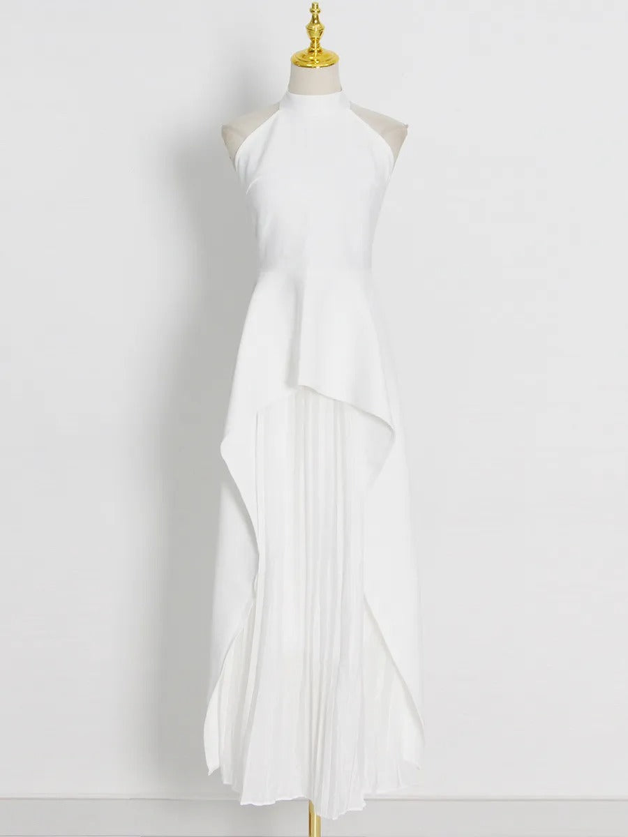 Black and White Color-Blocked Sleeveless Two-Piece Set