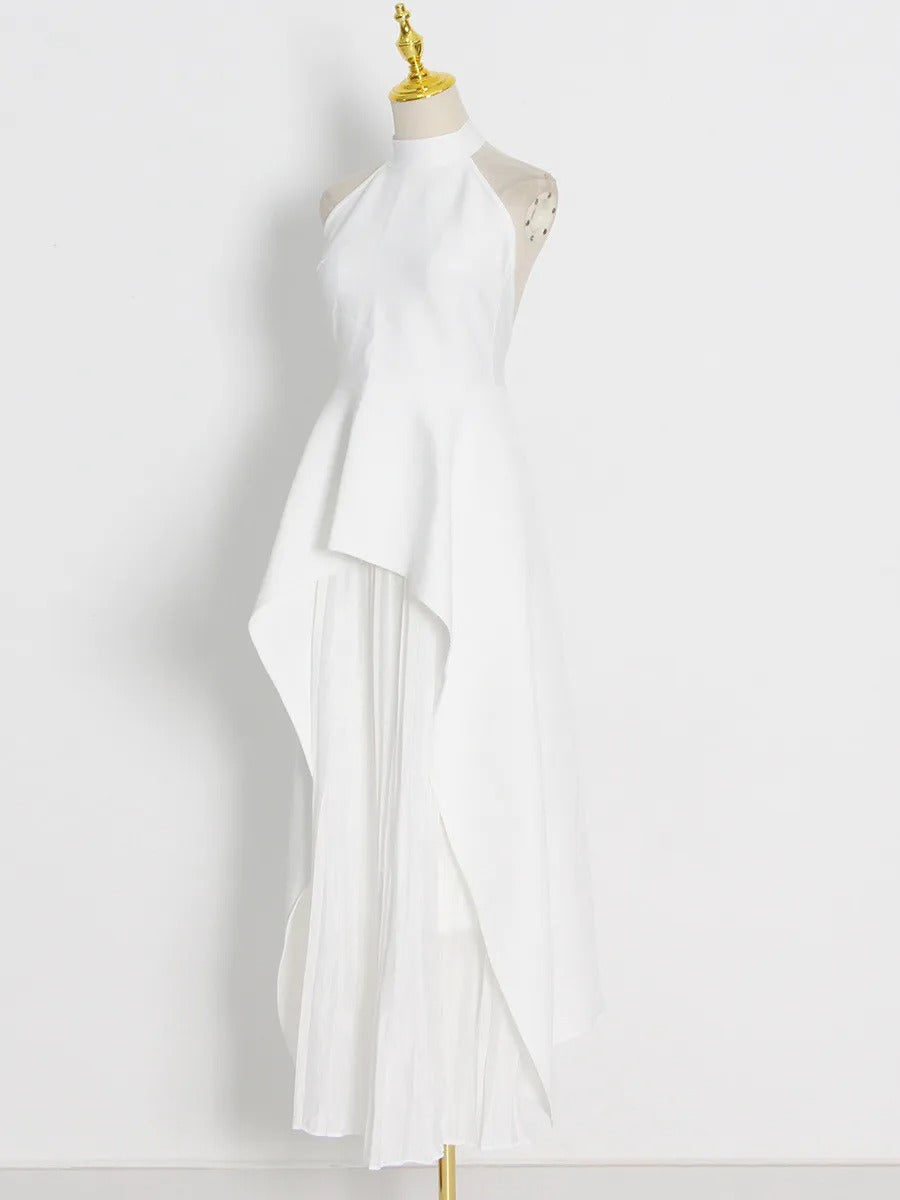 Black and White Color-Blocked Sleeveless Two-Piece Set