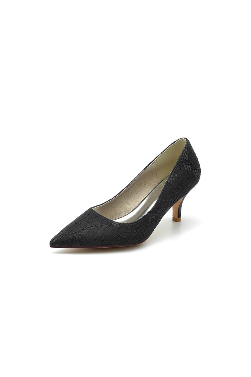 Lace Pointed Toe Kitten Heels