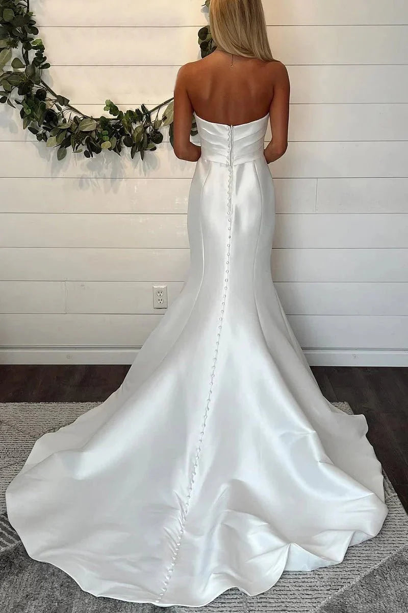Mermaid Strapless Satin Wedding Dresses