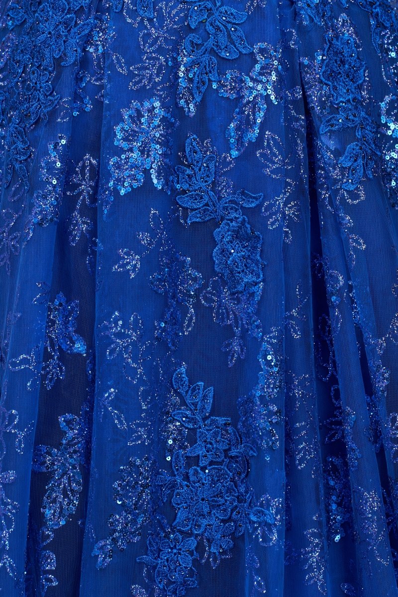 Royal Blue - A-Line Sequined Lace Spaghetti Straps Long Prom Dresses