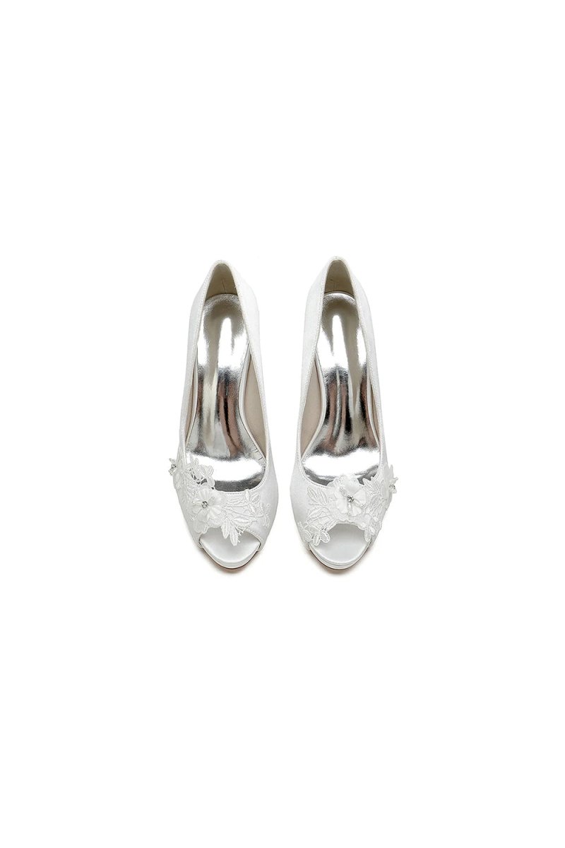 Open Point Toe Wedding Shoes with Lace