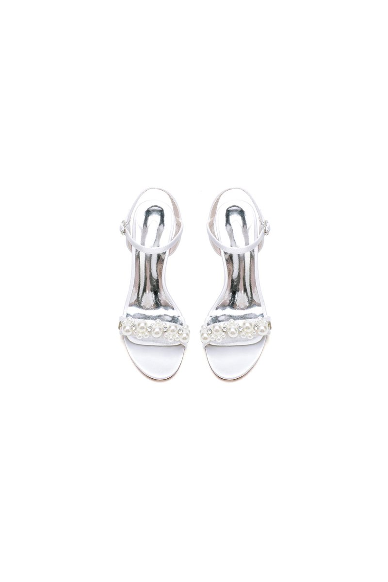 Open Toe Pearl Stiletto Heels
