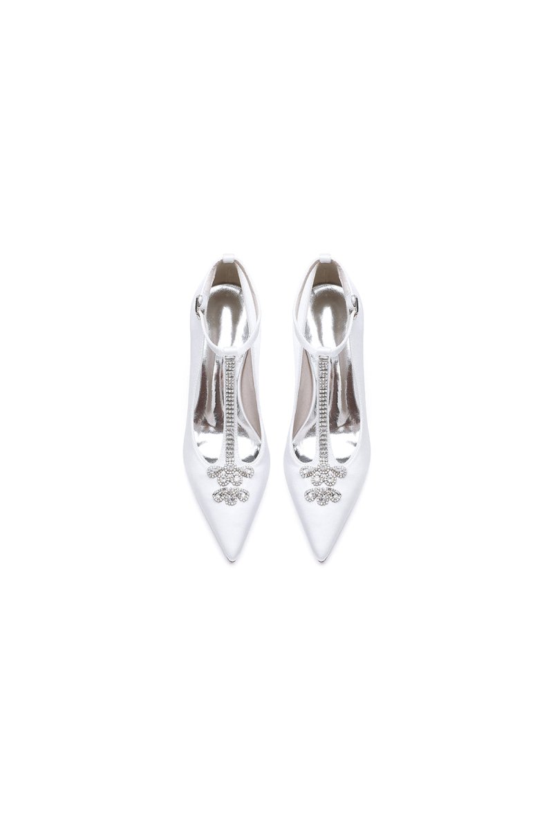 Party Pointed Toe Crystal Strap High Heels Shoes