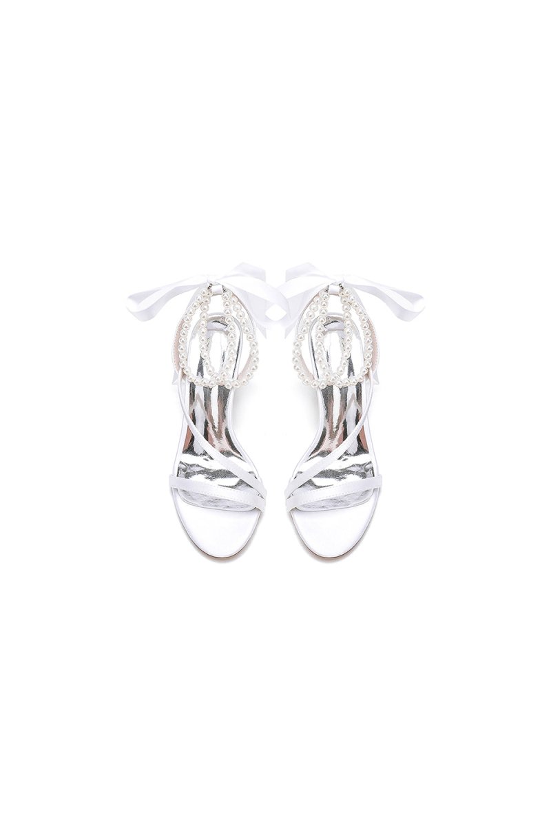 Pearl Open Toe Ankle Strap High Heels