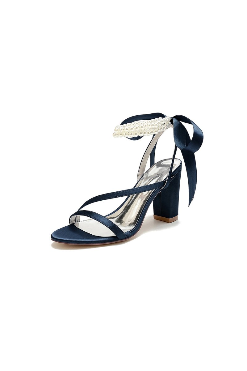 Pearl Open Toe Ankle Strap High Heels