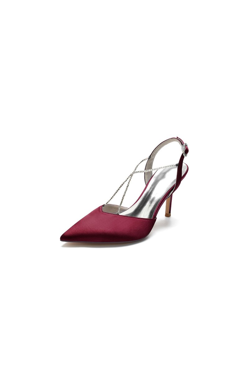 Pointed Toe Crystal Ankle Strap Stiletto Heels